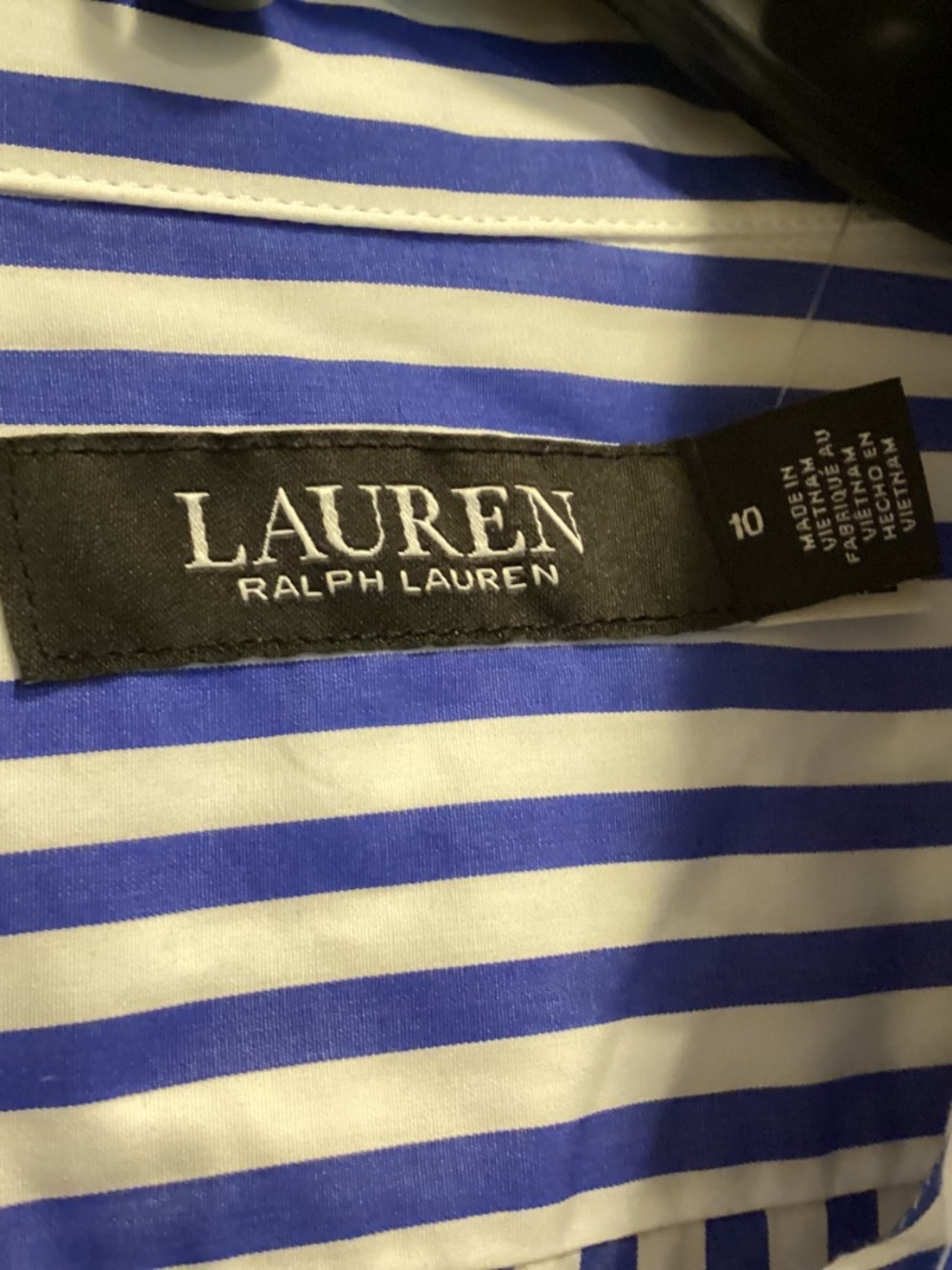 Lauren Ralph Lauren Stripe Long Sleeve Cotton Broadcloth Shirtdress, size 10 - Picture 11 of 14